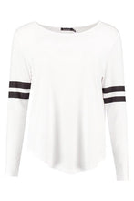 White Black O-Neck Casual Full Length T Shirt Grey Womens Tee For Summer Fall Casual Ladies 2016 Fashion Tops Striped