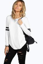 White Black O-Neck Casual Full Length T Shirt Grey Womens Tee For Summer Fall Casual Ladies 2016 Fashion Tops Striped