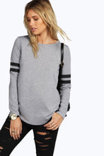 White Black O-Neck Casual Full Length T Shirt Grey Womens Tee For Summer Fall Casual Ladies 2016 Fashion Tops Striped