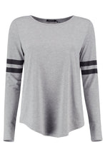 White Black O-Neck Casual Full Length T Shirt Grey Womens Tee For Summer Fall Casual Ladies 2016 Fashion Tops Striped