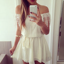 White Lace Dress Women Casual Slash Neck Mini Summer Dress 2015 Summer Beach Dresses Women Clothing Vestidos Femininos