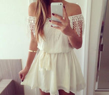 White Lace Dress Women Casual Slash Neck Mini Summer Dress 2015 Summer Beach Dresses Women Clothing Vestidos Femininos