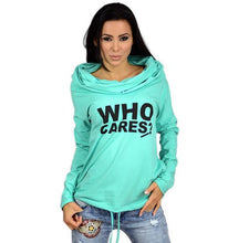 Who Cares T Shirt Hoodie Long Sleeve Casual Women Top Autumn Summer Top Fashion Women Fashion Clothes Women 2016 High Quality