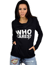 Who Cares T Shirt Hoodie Long Sleeve Casual Women Top Autumn Summer Top Fashion Women Fashion Clothes Women 2016 High Quality