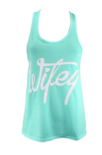 Wifey Letter Print Tank Top Sleeveless Women Summer Vest Backracer Girl Shirt Fitness Loose Tank Top Vetement 2016 Fashion