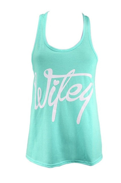 Wifey Letter Print Tank Top Sleeveless Women Summer Vest Backracer Girl Shirt Fitness Loose Tank Top Vetement 2016 Fashion