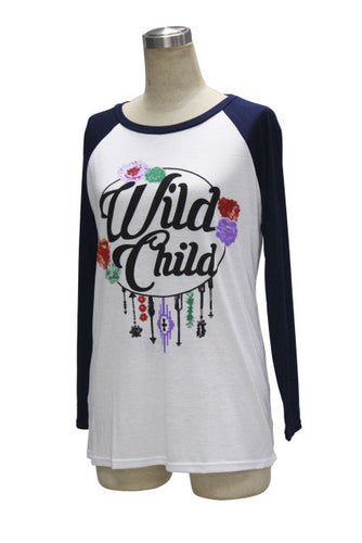 Wild Child Life'S A Dance Letter Print Patchwork T Shirt Women Autumn Casual T-Shirt Tee 2016 Fashion Girl Tshirt Women New Pin