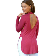Women Backless Sexy Long Shirt High Slit Fashion Red Blouse Long Sleeve Causal Green Plain Top Poyester Plus Size Hollow Top New