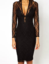 Women Black Gowns Sexy Crochet Lace Mini Dress Plus Size Stretch Dress See Through Pencil Bodycon Ball Club Dress