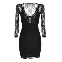 Women Black Gowns Sexy Crochet Lace Mini Dress Plus Size Stretch Dress See Through Pencil Bodycon Ball Club Dress
