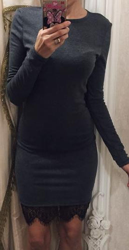 Women Black Lace Dress Eyelet Mini Sheeth Dress With Long Sleeve Retro Casual Plain Spring Summer Teacher Dress 2016