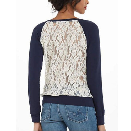 Women Blue Lace Long Sleeves Blouses Blusa Camisa Feminina Blouse Women Shirts Tops Ropa Mujer Shirt Blusas Femininas 2015