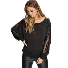 Women Cotton Lace Blouse Top Women Long Sleeve Black Blouse Plus Size Big Size Mesh Crochet Blouse Hollow Top Batwing Fashion