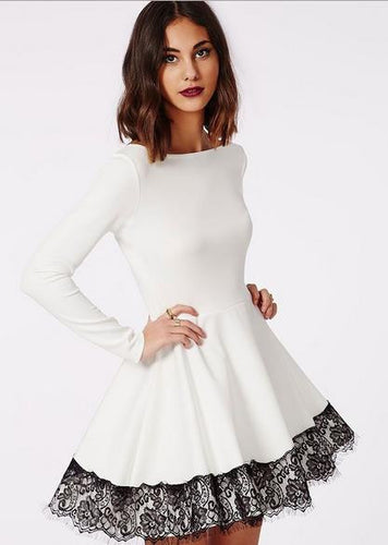 Women Eyelash Lace Floral Vintage White Dress Elegant Pleated Embroidery Dress Cute Causal Poyester Mini Lace Dress Autumn Retro