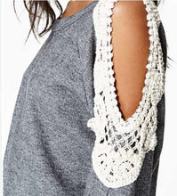 Women Lace Blouse Cut Out Long Sleeve 2015 Blusas Femininas Grey Camisa Feminina Women Shirts Tops Plus Size Ropa Mujer Shirt