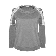 Women Lace Blouse Cut Out Long Sleeve 2015 Blusas Femininas Grey Camisa Feminina Women Shirts Tops Plus Size Ropa Mujer Shirt