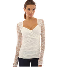 Women Long Sleeve Blouse Sexy Floral Embroidery Blouse Autumn Plus Size Fashion Casual Cute Mesh Lace Blouses White Lace Blouse