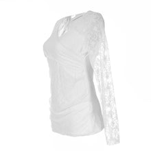 Women Long Sleeve Blouse Sexy Floral Embroidery Blouse Autumn Plus Size Fashion Casual Cute Mesh Lace Blouses White Lace Blouse