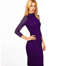 Women Long Sleeve Dress Robe Sexy Black Gowns 2015 Winter Dress Plus Size Hollow Out Sheath Bodycon Elegant Dress