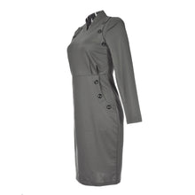 Women Military Dress Button V Neck Pencil Bodycon Dresses With Long Sleeves Plus Size Work Office Dress Retro Aliexpress India