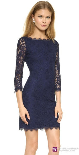 Women Mini Sexy Dress Blue Eyelash Lace Long Sleeve Plus Size Mesh Hollow Out Ethnic Slim Dresses Bodycon Elegant Dress Retro