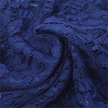 Women Mini Sexy Dress Blue Eyelash Lace Long Sleeve Plus Size Mesh Hollow Out Ethnic Slim Dresses Bodycon Elegant Dress Retro