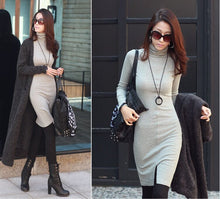 Women Mini Sexy Dress Bodycon Casual Turtle Neck Korean Clothes Red Grey Cotton Knitted Winter Dress Plus Size XXL Slim Dresses