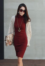 Women Mini Sexy Dress Bodycon Casual Turtle Neck Korean Clothes Red Grey Cotton Knitted Winter Dress Plus Size XXL Slim Dresses