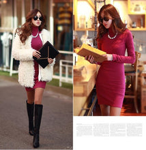 Women Mini Sexy Dress Turtleneck Red Black Cotton Knitted Winter Dress Plus Size XXL Slim Dresses Bodycon Casual Korean Clothes