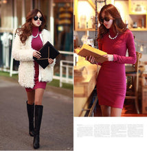 Women Mini Sexy Dress Turtleneck Red Black Cotton Knitted Winter Dress Plus Size XXL Slim Dresses Bodycon Casual Korean Clothes