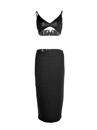 Women Sexy Two Piece Outfits Dress Spaghetti Strap Bodycon Pencil Dress High Waist Long Dress 2016 Culb Wear Party Evening