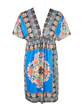 Women Sexy V-Neck Boho Summer Floral Tunic Beach Midi Dress Colorful Tribal Dress Pattern New Arrivals Women Dresses 2016