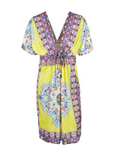 Women Sexy V-Neck Boho Summer Floral Tunic Beach Midi Dress Colorful Tribal Dress Pattern New Arrivals Women Dresses 2016