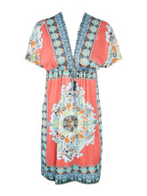 Women Sexy V-Neck Boho Summer Floral Tunic Beach Midi Dress Colorful Tribal Dress Pattern New Arrivals Women Dresses 2016