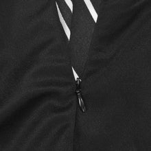 Women Striped Two-tone Dress Robe Sexy V Neck Winter Autumn Dress Black Dress White Collar Zipper Front Office Work Dress