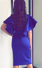 Women Summer Dress Ruffle Butterfly Sleeve Tube Work Dress Red Blue Formal Midi Teacher Dress Wear to Work Plus Size Party