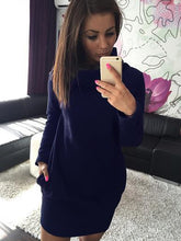 Women Turtle Neck Gray Sexy Mini Dress Red Cotton Causal Home Dress Blue 2015 Winter Dresses With Long Sleeves