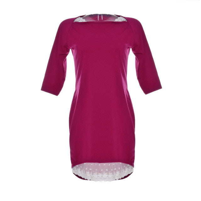 Women Wine Red Eyelash Lace Hollow Out Dress White Mesh Embroidery Dress Causal Loose Dress Autumn Vintage Retro Crochet Dress