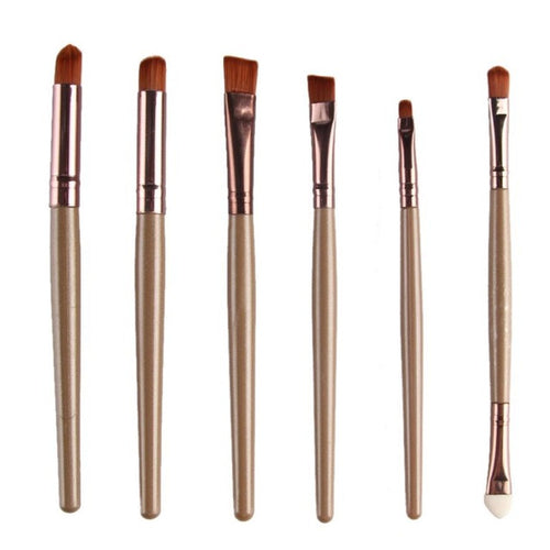 Wooden Handle + Animal Hair And Fiber 6PCS Cosmetic Makeup Brush Lip Makeup Brush Eyeshadow Brush set pennelli ovali Anne