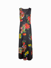 Wrap Low Out V Neck High Waist Floral Print Black Dress Sleeveless Elegant Women Long Maxi Women Dresses New Arrival 2017