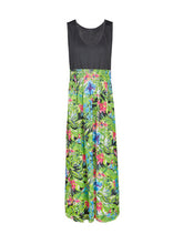 Wrap Low Out V Neck High Waist Floral Print Black Dress Sleeveless Elegant Women Long Maxi Women Dresses New Arrival 2017