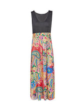 Wrap Low Out V Neck High Waist Floral Print Black Dress Sleeveless Elegant Women Long Maxi Women Dresses New Arrival 2017