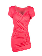 Wrap Short Sleeve Blouse Elegant Ruched Cross Bodycon Ladies Shirts And Blouses Ladies Top Summer V Neck Women Shirts