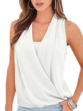 Wrap V Neck Sleeveless Women Summer Blouse Ladies Office Shirt Casual Wear To Work Top Sleeveless Fashion 2016 New Arrival