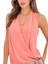 Wrap V Neck Sleeveless Women Summer Blouse Ladies Office Shirt Casual Wear To Work Top Sleeveless Fashion 2016 New Arrival