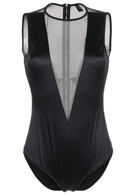 Zipper Sheer Mesh Bodycon Overall Women Sexy Bodysuit Romper Playsuit See Through Tops Plus Size Black Jumpsuit For Women Summer
