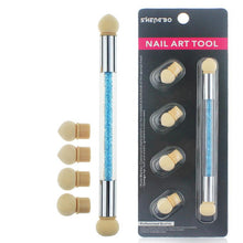 fresh Set Glitter Powder Picking Dotting Gradient Pen Brush + 6 Sponge Nail Art Tools Aluminum + Plastic + sponge Ingredients