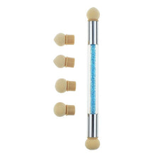 fresh Set Glitter Powder Picking Dotting Gradient Pen Brush + 6 Sponge Nail Art Tools Aluminum + Plastic + sponge Ingredients