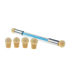fresh Set Glitter Powder Picking Dotting Gradient Pen Brush + 6 Sponge Nail Art Tools Aluminum + Plastic + sponge Ingredients