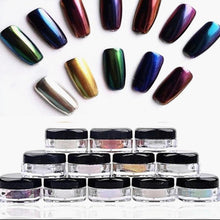 new style 12 Colors Nail Glitter Powder Shinning Nail Mirror Powder Makeup Art DIY Chrome Pigment With Sponge Stick Anne